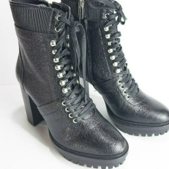 Vince Camuto Ermania Leather Platform Lace-up Bootie -7.5 - Picture 2 of 13